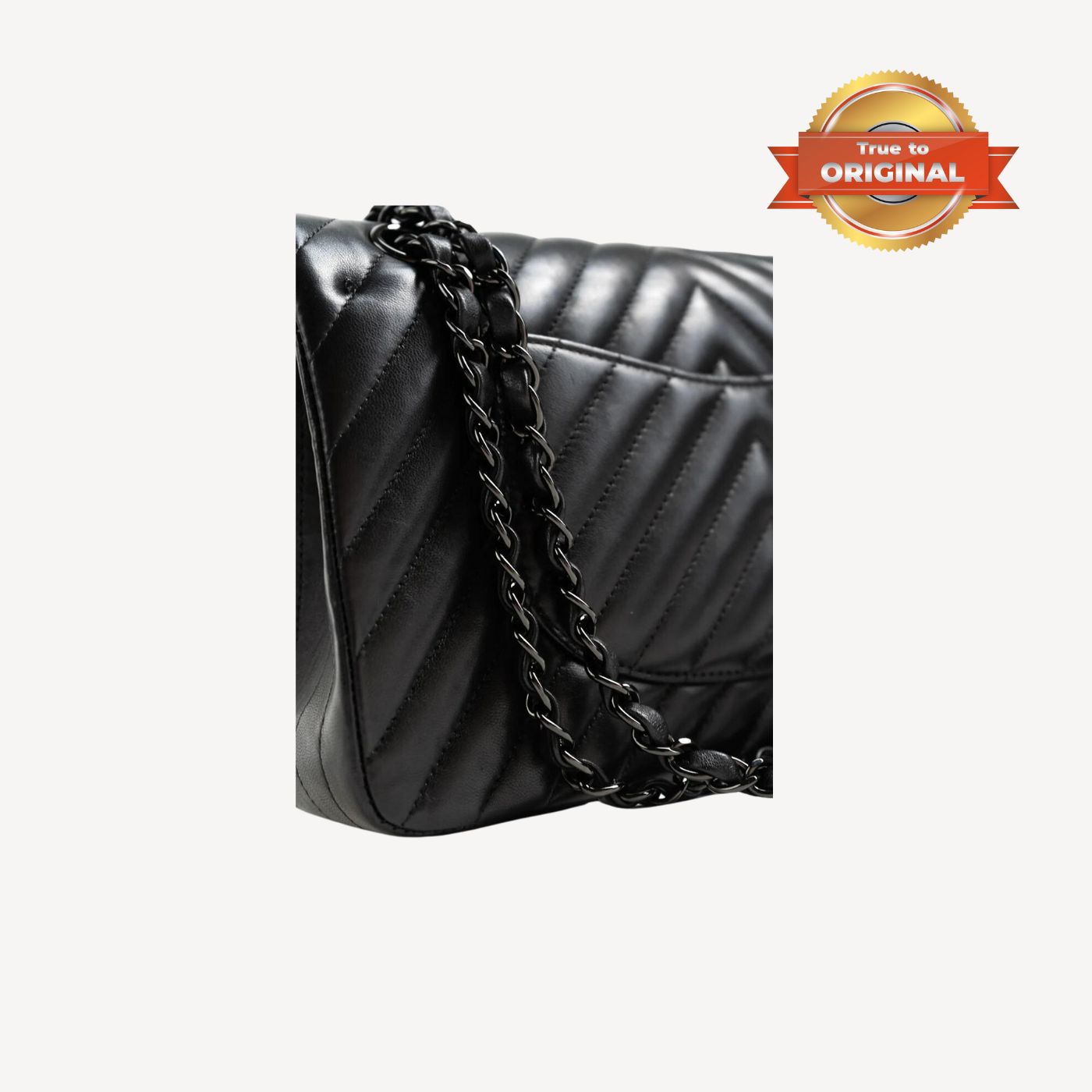 [True-to-ORIGINAL] Chanel Chevron Classic Handbag Black For Women 10.2in/26cm